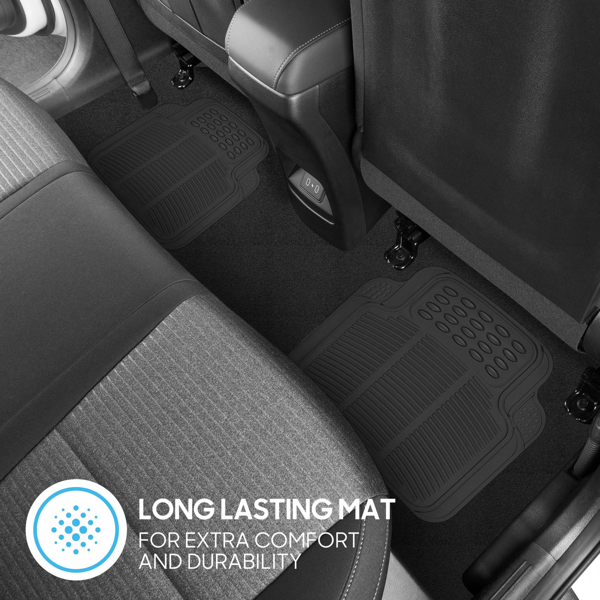 BDK 4-Piece Cushioned Grip Pad Front Floor Mats and Rear Floor Mats - Heavy Duty, All Weather, Trim to Fit