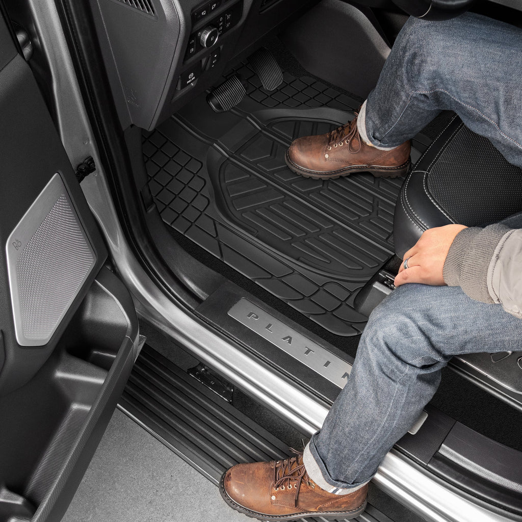 CAT 3-Piece Deep Dish Reservoir Front Floor Mats and Rear Floor Mats - Heavy Duty, All Weather, Trim to Fit
