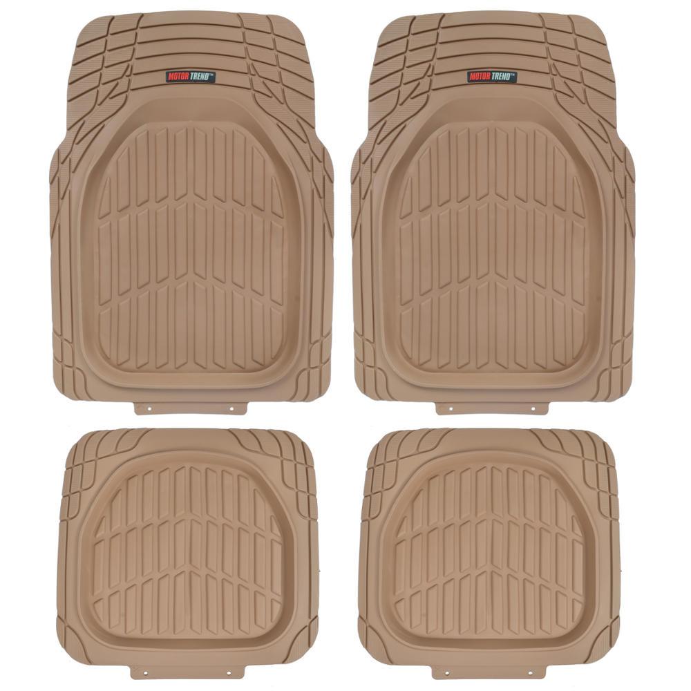 MotorTrend 4-Piece FlexTough Tortoise Front Floor Mats and Rear Floor Mats