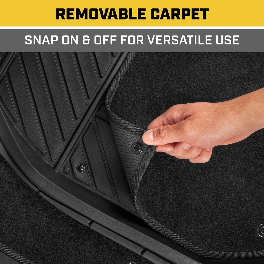 CAT 4-Piece Detachable Carpet Deep Dish Front Floor Mats and Rear Floor Mats - Heavy Duty, All Weather, Trim to Fit