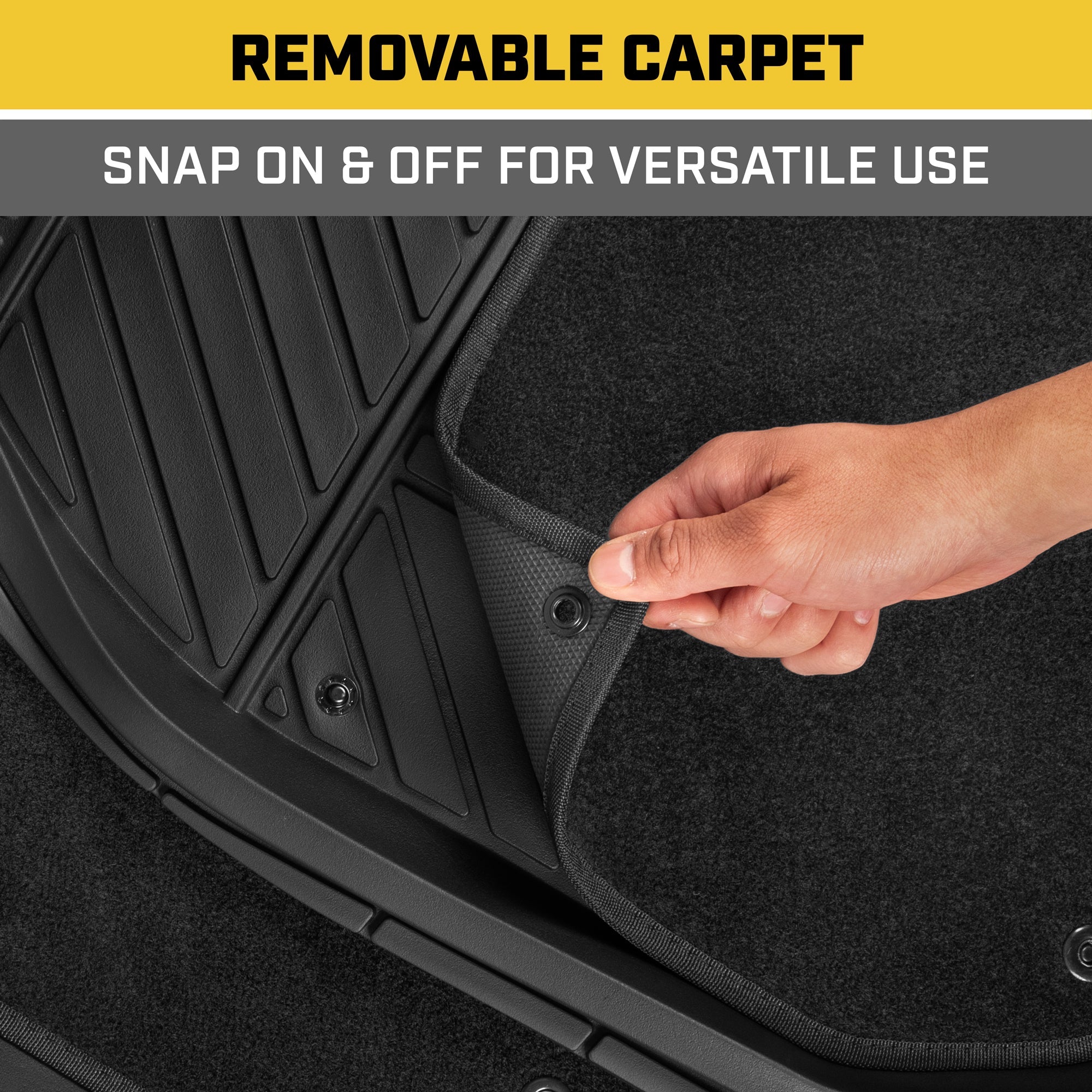 CAT 4-Piece Detachable Carpet Deep Dish Front Floor Mats and Rear Floor Mats - Heavy Duty, All Weather, Trim to Fit