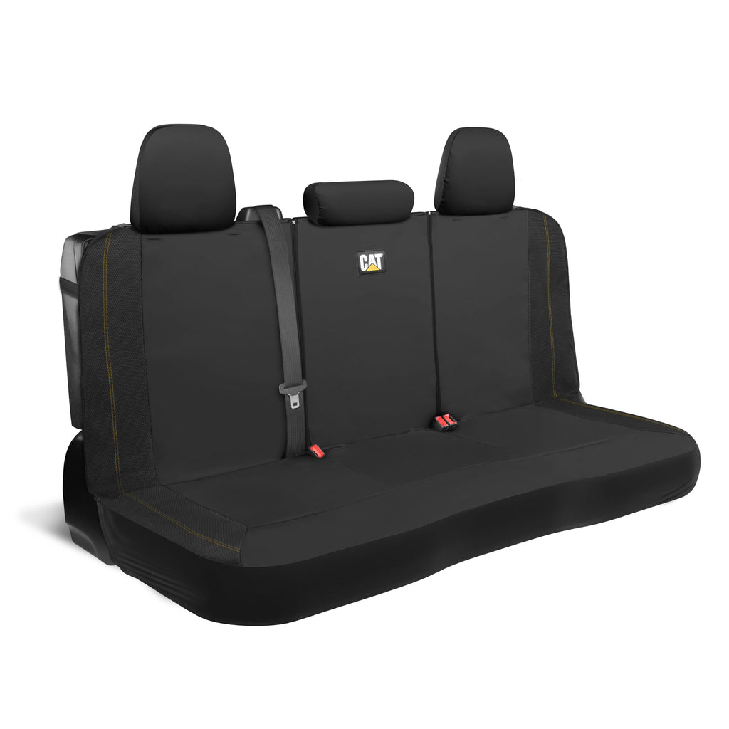 CAT PU Leather Rear Bench Seat Cover – Black, 60/40 Split Fit for Cars, Trucks, SUVs – Waterproof, Scratch-Resistant, Semi-Universal Fit Rear Seat Protector for Most Auto Interior – Easy Install