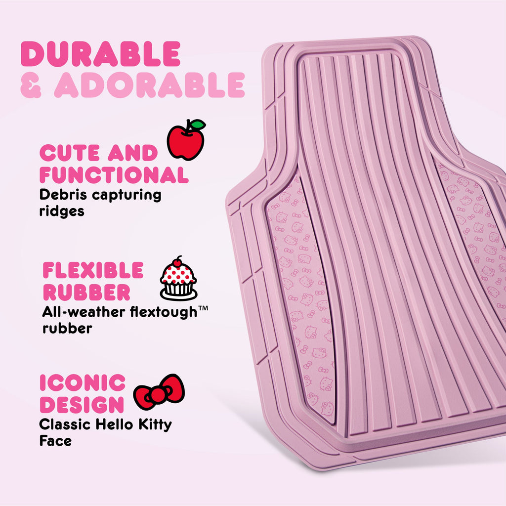 Hello Kitty Car Mats 4pc Floor Mats for Cars Trucks SUVs Pink Car Floor Mats for Women Men Accessories Rubber Heavy Duty Cute Non-Slip Always Front Rear Hello Kitty Car Accessories Pink/Pink