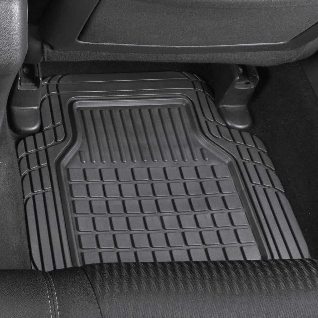 MotorTrend 4-Piece FlexTough Deep Dish Hybrid Groove Front Floor Mats and Rear Floor Mats - Heavy Duty, All Weather, Trim to Fit