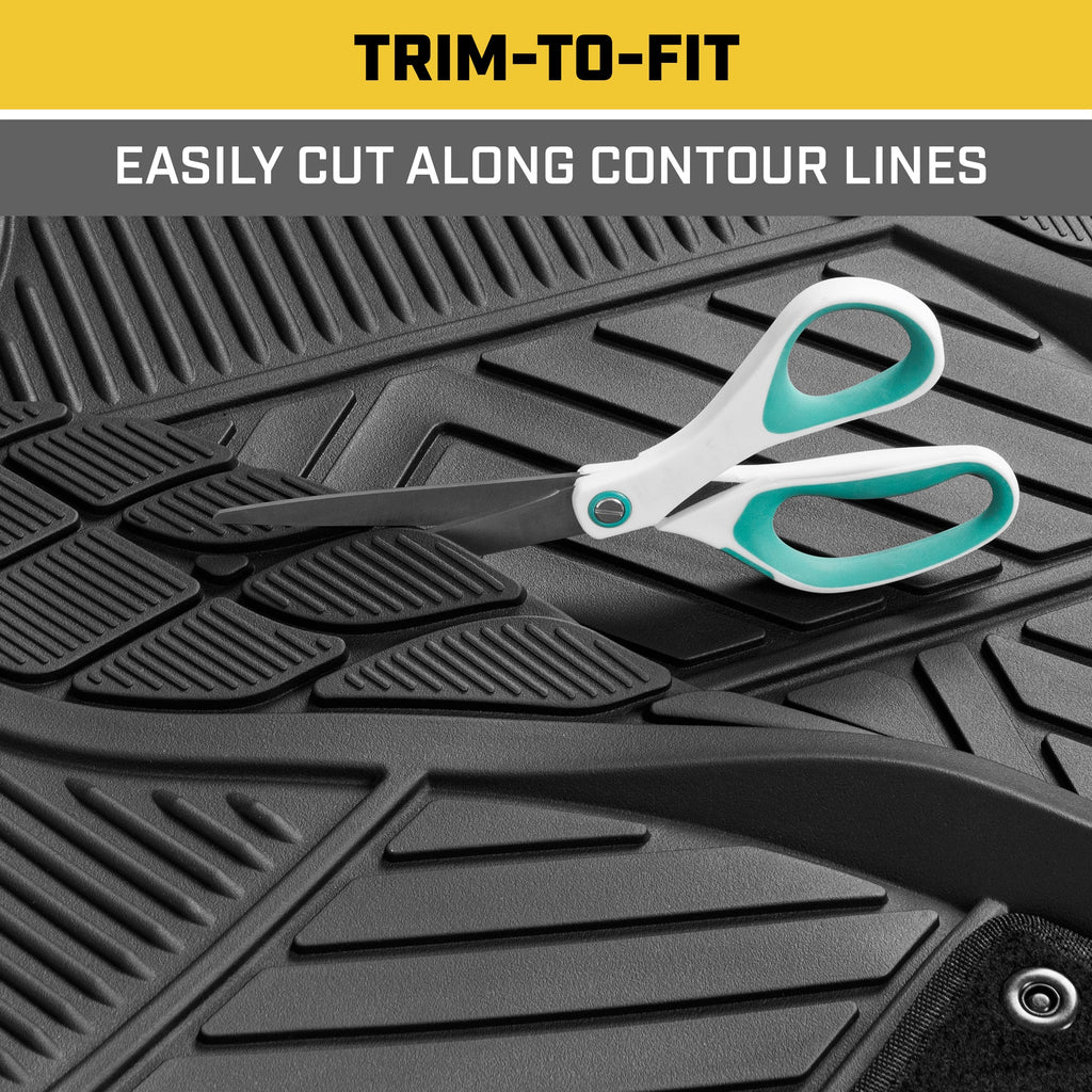CAT 4-Piece Detachable Carpet Deep Dish Front Floor Mats and Rear Floor Mats - Heavy Duty, All Weather, Trim to Fit