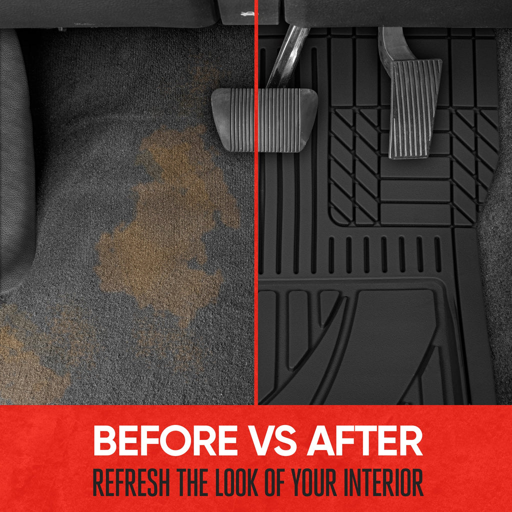 MotorTrend 3-Piece FlexTough Advanced Rubber Multi-Channel Front Floor Mats and Rear Floor Mat
