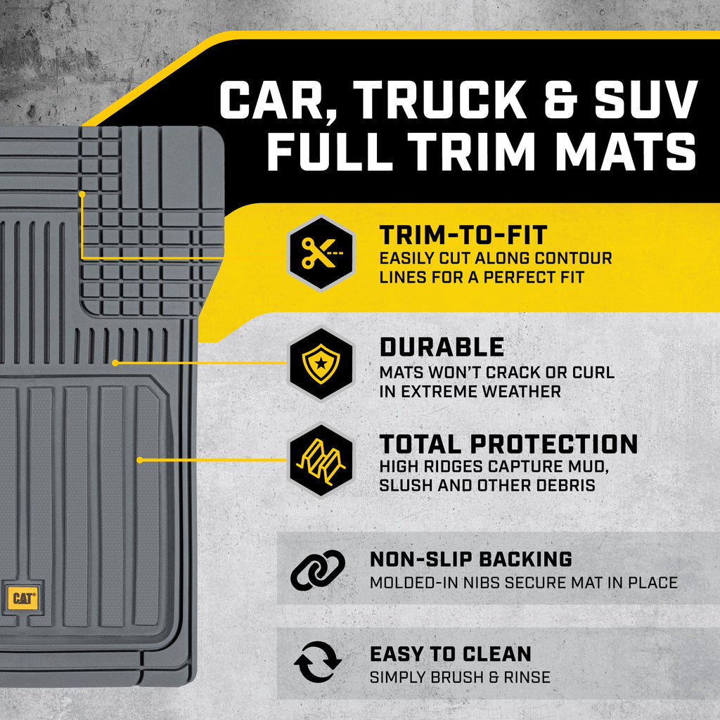CAT 3-Piece ToughLiner Front Floor Mats and Rear Floor Mats - Heavy Duty, All Weather, Trim to Fit