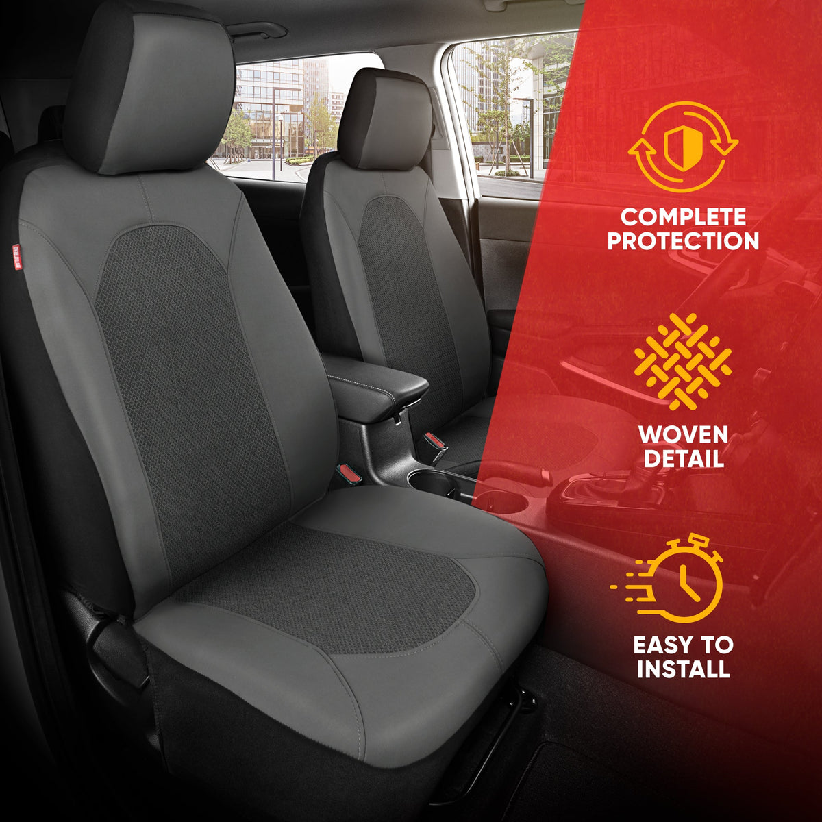 Motor Trend Charcoal Gray Car Seat Covers Set - 2 Front Seats – Spill-Proof Neoprene CarSeat Cover Protector for Cars – Automotive Interior Car Accessories for SUV & Small Trucks – Semi Universal Fit