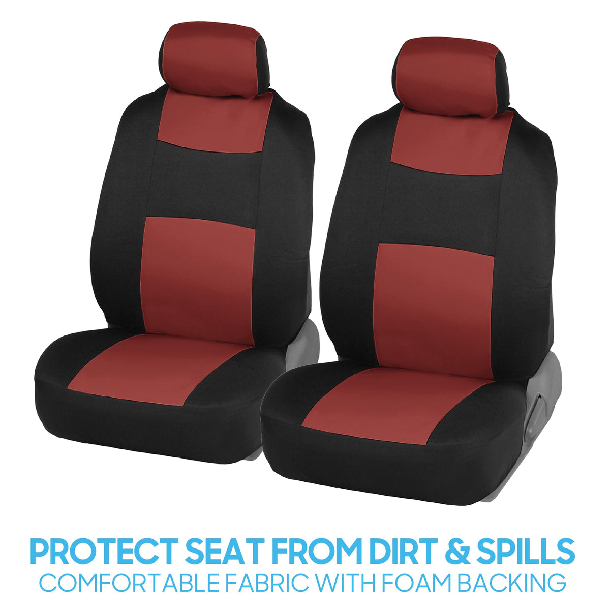 BDK 9-Piece PolyPro Front Seat Covers and Rear Seat Covers - Black/Terracotta