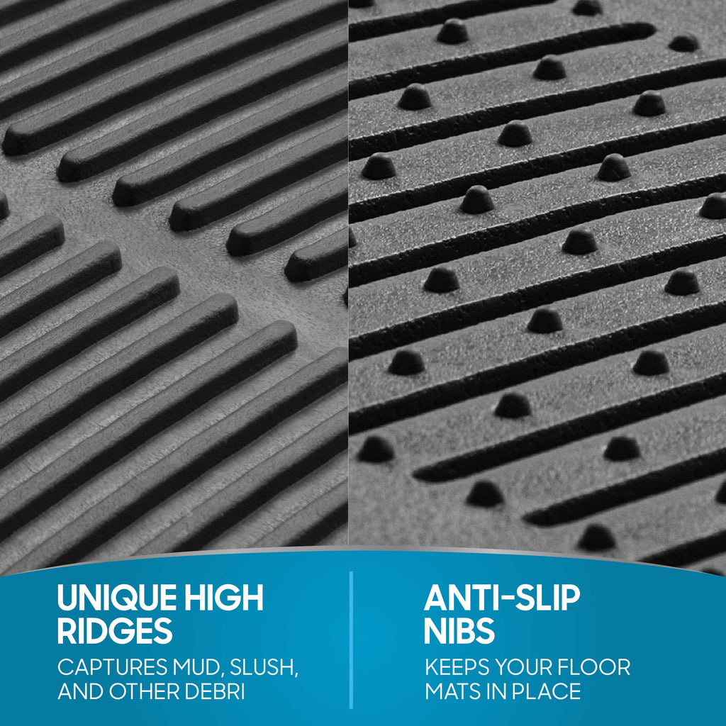 BDK 4-Piece Cushioned Grip Pad Front Floor Mats and Rear Floor Mats - Heavy Duty, All Weather, Trim to Fit