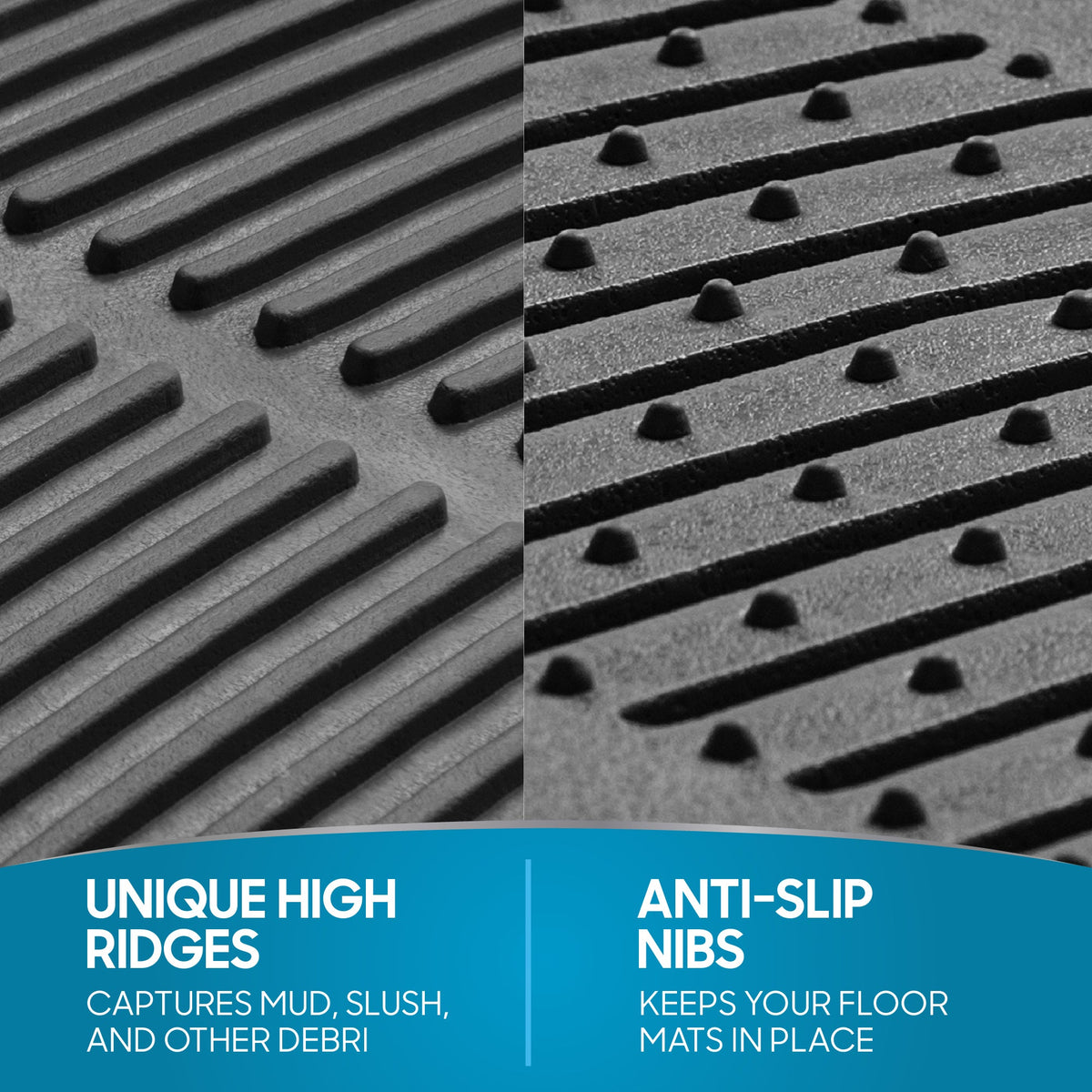 BDK 4-Piece Cushioned Grip Pad Front Floor Mats and Rear Floor Mats - Heavy Duty, All Weather, Trim to Fit