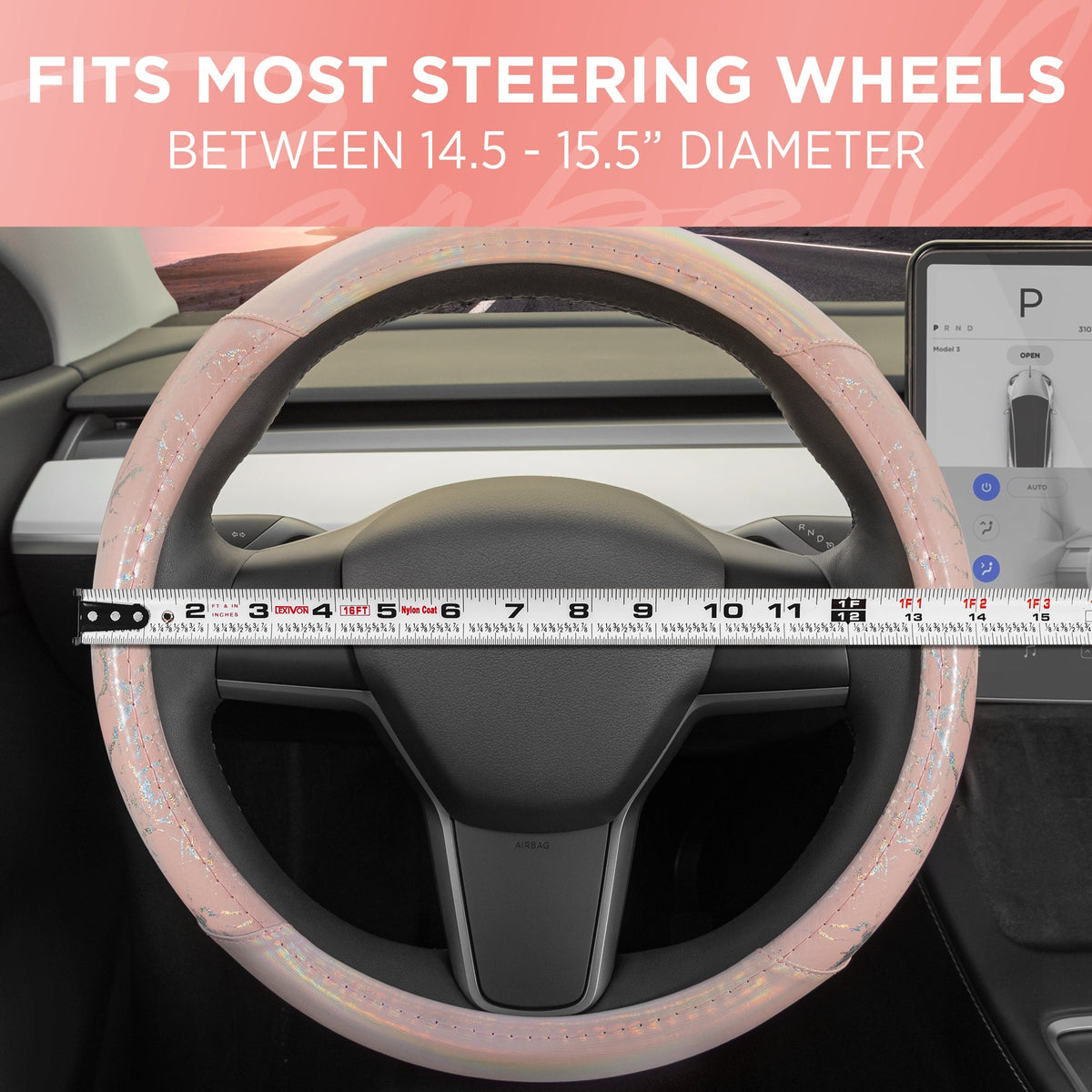 Carbella Holo Crackle Steering Wheel Cover (Fits 14.5" - 15.5")
