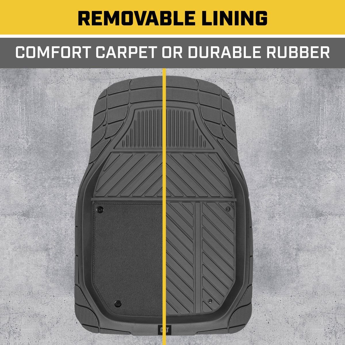 CAT 4-Piece Detachable Carpet Deep Dish Front Floor Mats and Rear Floor Mats - Heavy Duty, All Weather, Trim to Fit