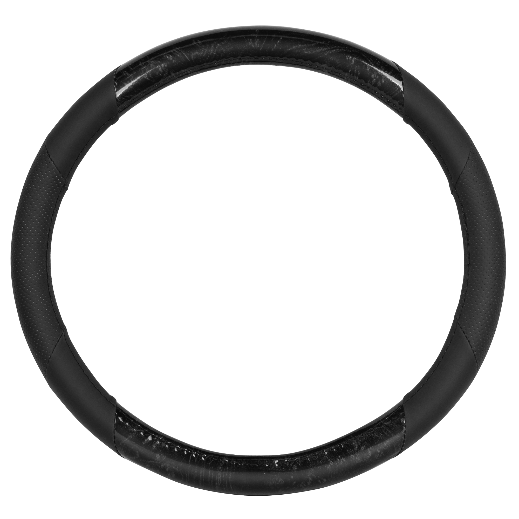 BDK Burlwood Pattern and Leatherette Sport Grip Steering Wheel Cover (Fits 14.5" - 15.5")