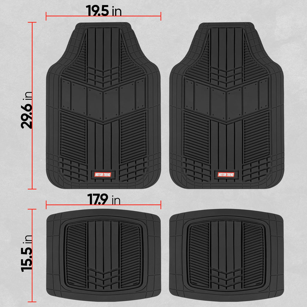 MotorTrend 4-Piece DualFlex Deep Drainage Channels Front Floor Mats and Rear Front Floor Mats - Heavy Duty, All Weather, Trim to Fit