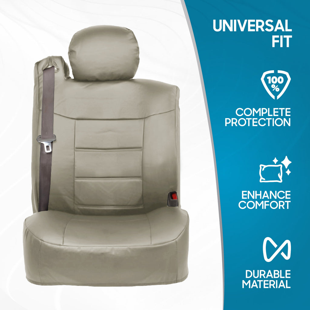 BDK 2-Pack Premium Faux Leather Front Seat Covers with Integrated Seatbelt Covers