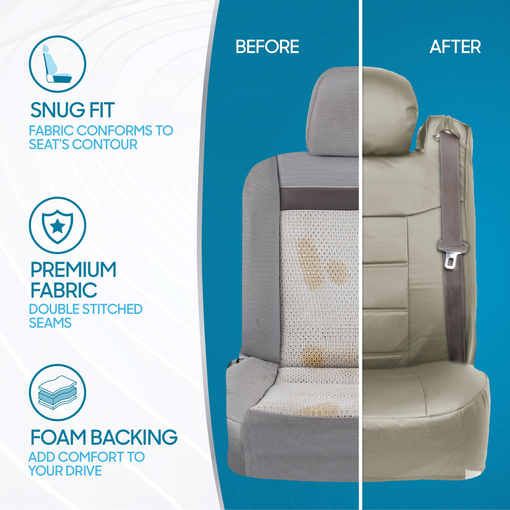BDK 2-Pack Premium Faux Leather Front Seat Covers with Integrated Seatbelt Covers