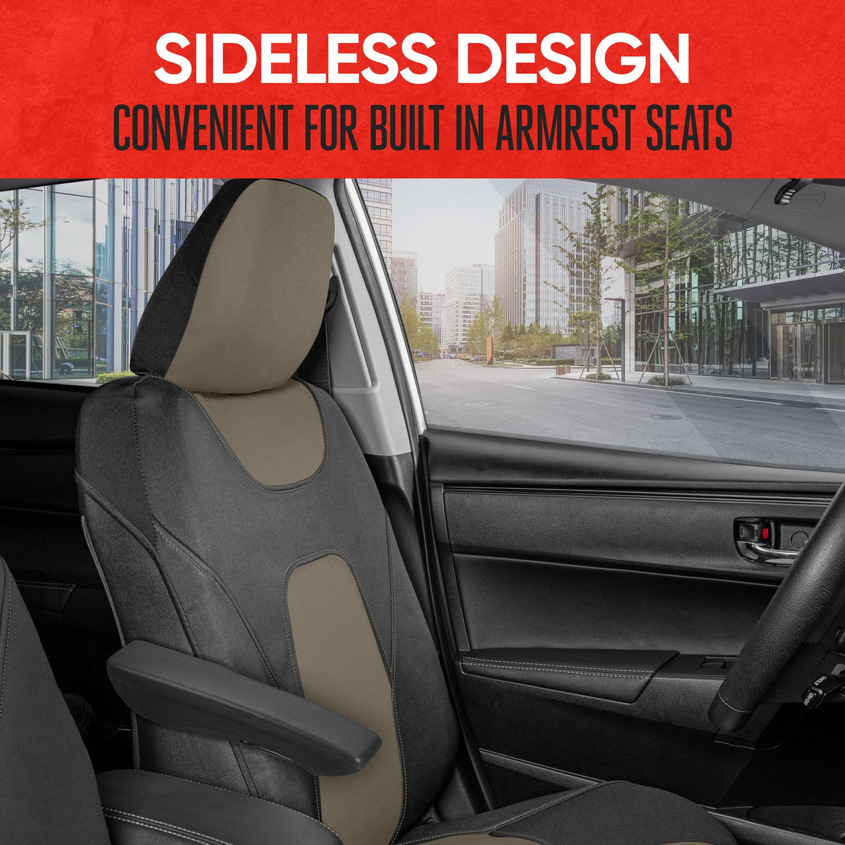 MotorTrend 2-Pack AquaShield Water-Proof Two-Tone Neoprene Front Seat Covers