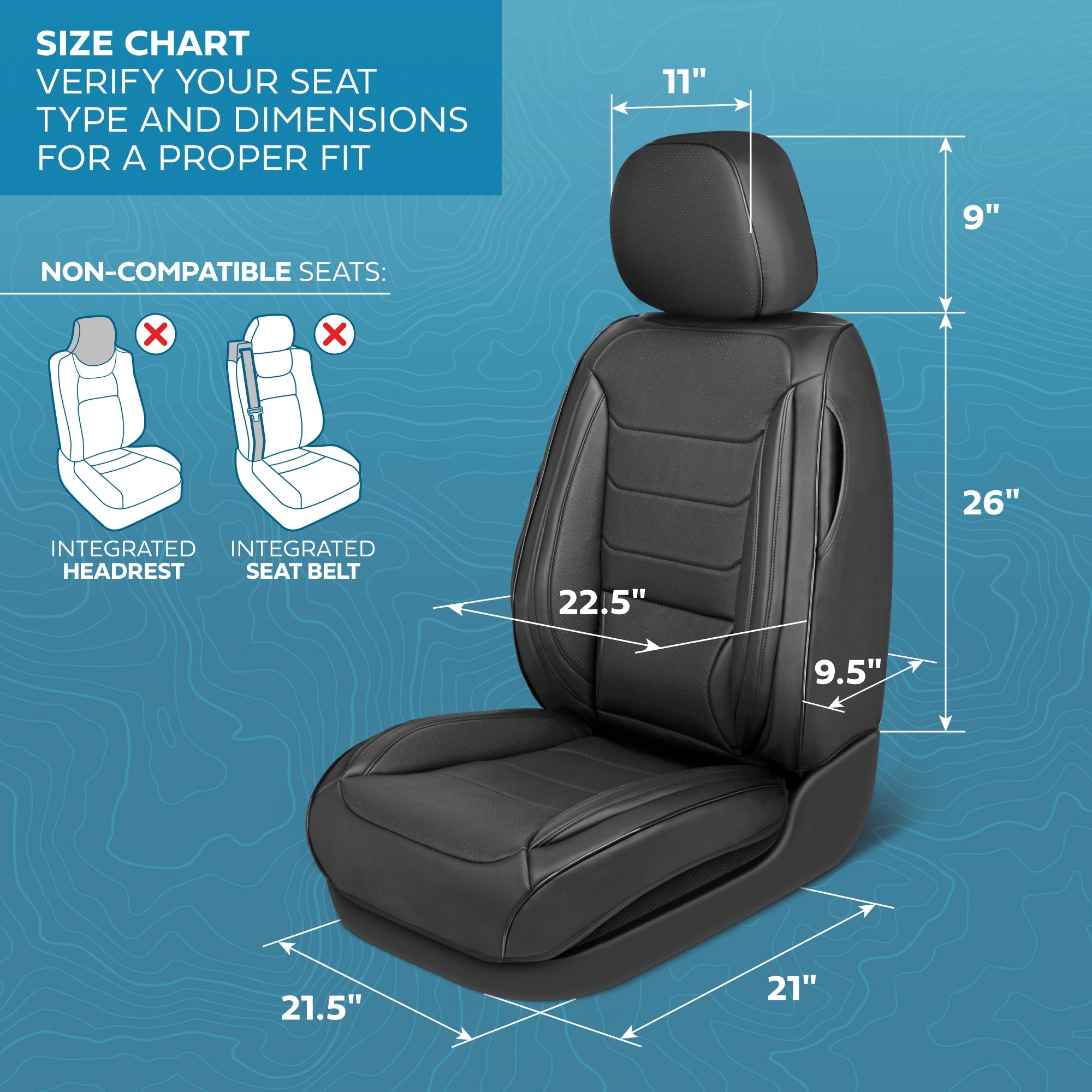 MotorBox Elite Edition Faux Leather Seat Covers for Cars, Trucks, & SUV - 2 Black Car Seat Covers for Front Seats - Universal Fit Car Accessories Automotive Interior Cover Protector for Most Vehicles