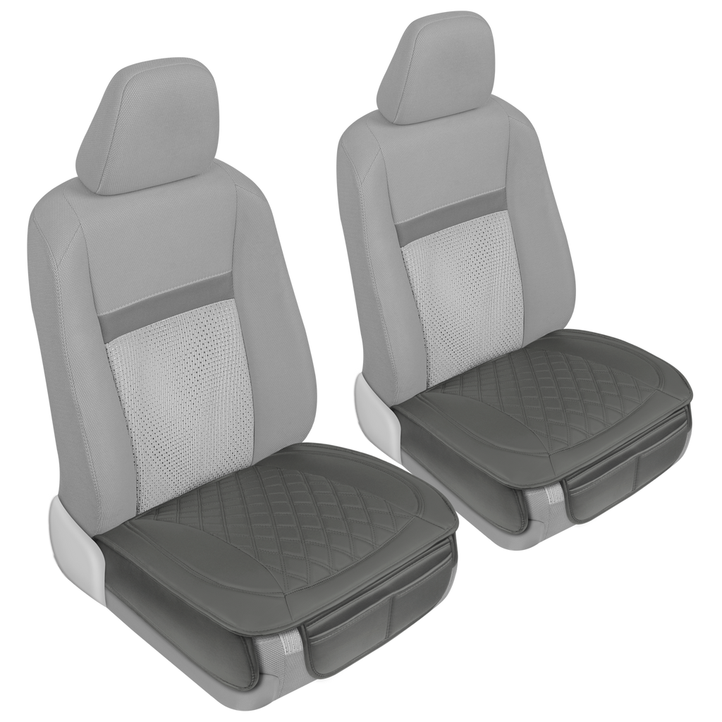 MotorTrend 2-Pack Padded Faux Leather Diamond Stitched Seat Covers with Front Storage Pockets