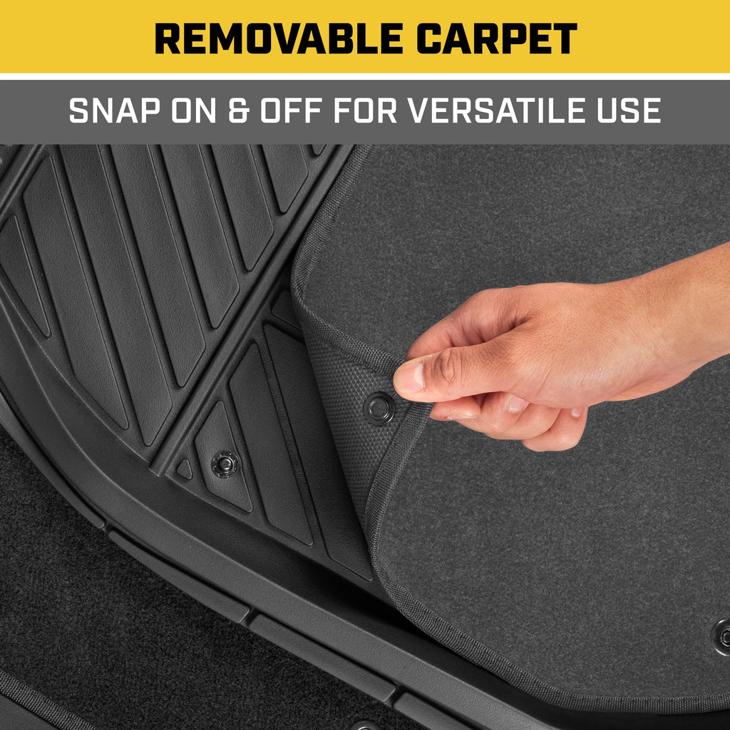 CAT 4-Piece Detachable Carpet Deep Dish Front Floor Mats and Rear Floor Mats - Heavy Duty, All Weather, Trim to Fit
