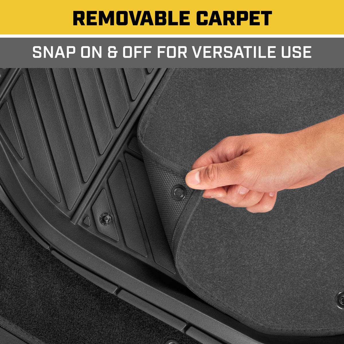CAT 4-Piece Detachable Carpet Deep Dish Front Floor Mats and Rear Floor Mats - Heavy Duty, All Weather, Trim to Fit