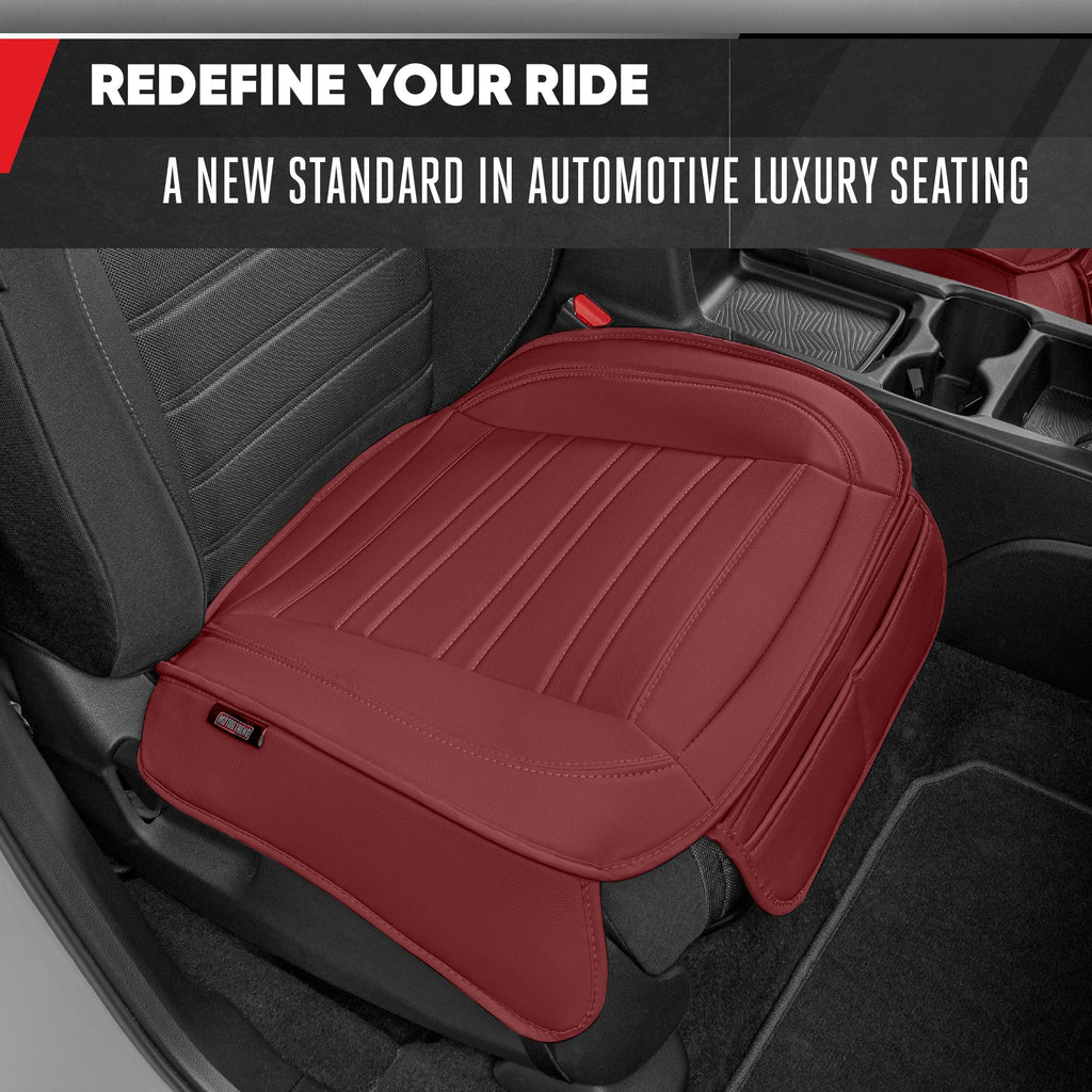 Motor Trend Faux Leather Front Seat Cover for Cars - Set of 2 Burgundy Front Car Seat Covers for SUV & Truck with Storage Pockets - Automotive Car Seats Cover Protector - Bottom Cushion Coverage Only