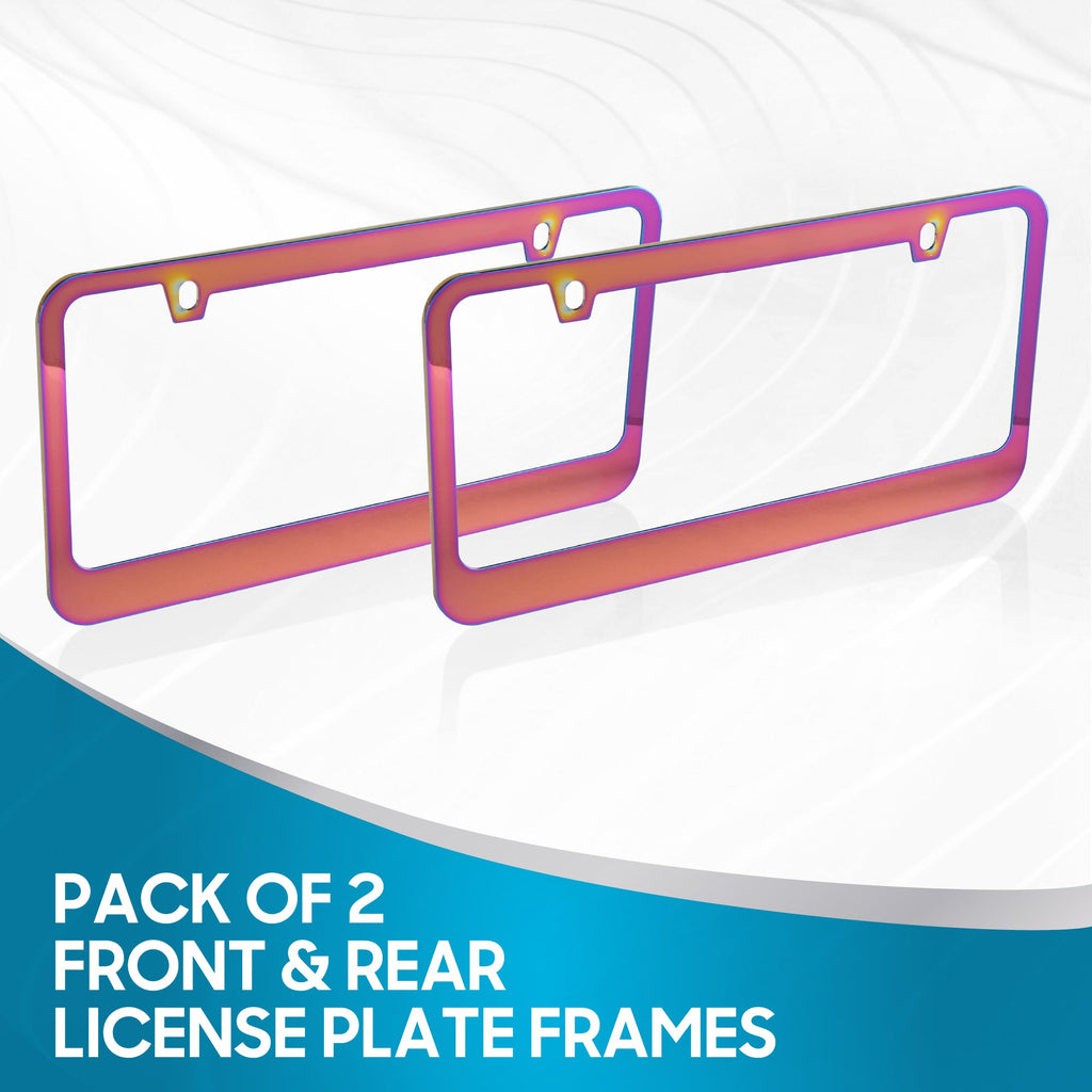 Chrome Plated Rust-Proof Die-Cast Stainless Metal License Plate Frame/Holder Universal Size - Blank Metal Design (Pack of 2)