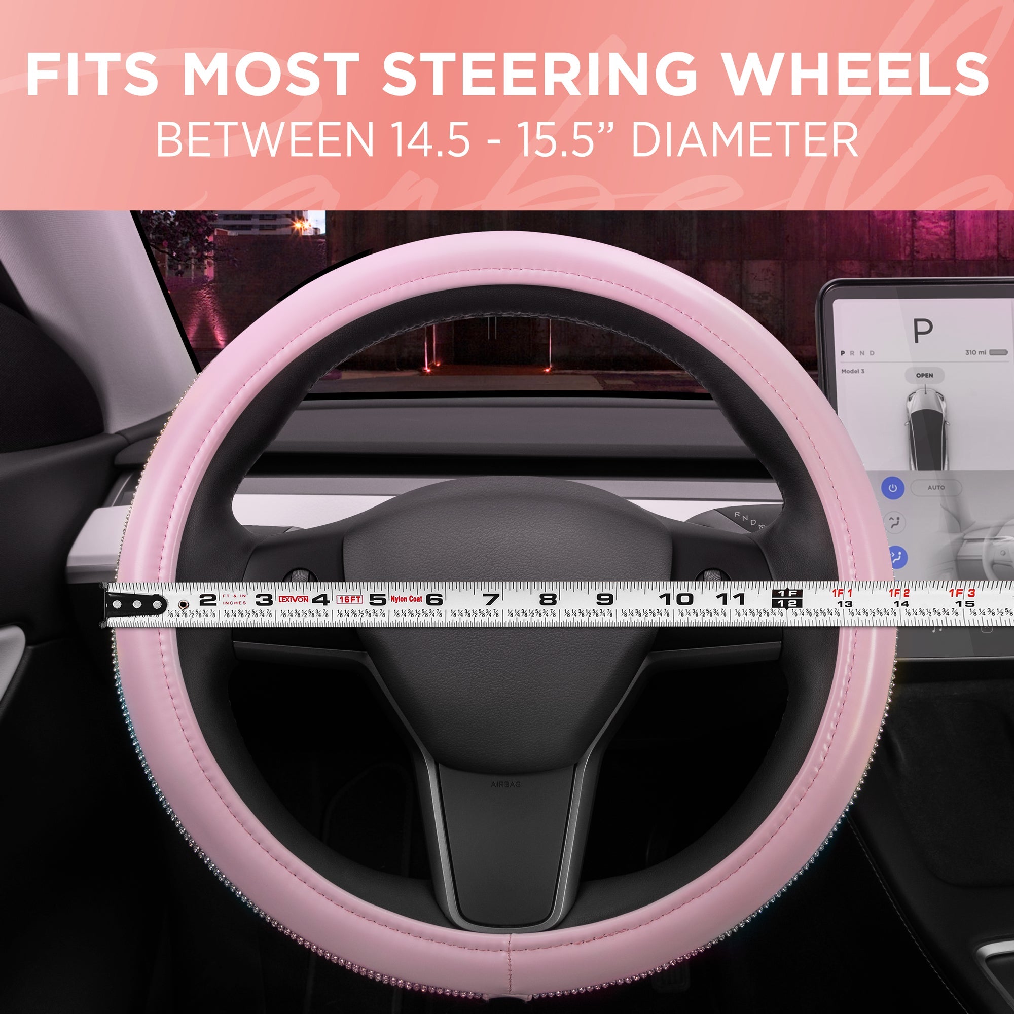 Carbella Gradient Bling Diamond Leatherette Steering Wheel Cover (Fits 14.5" - 15.5")