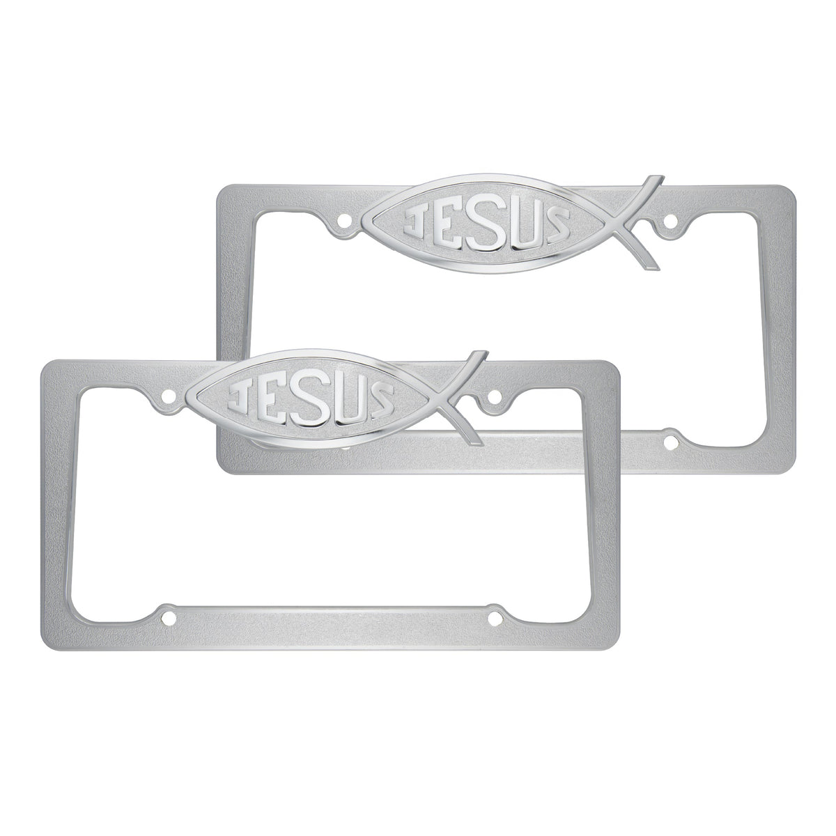 Chrome Plated Rust-Proof Die-Cast Stainless Metal License Plate Frame/Holder Universal Size - Blank Metal Design (Pack of 2)