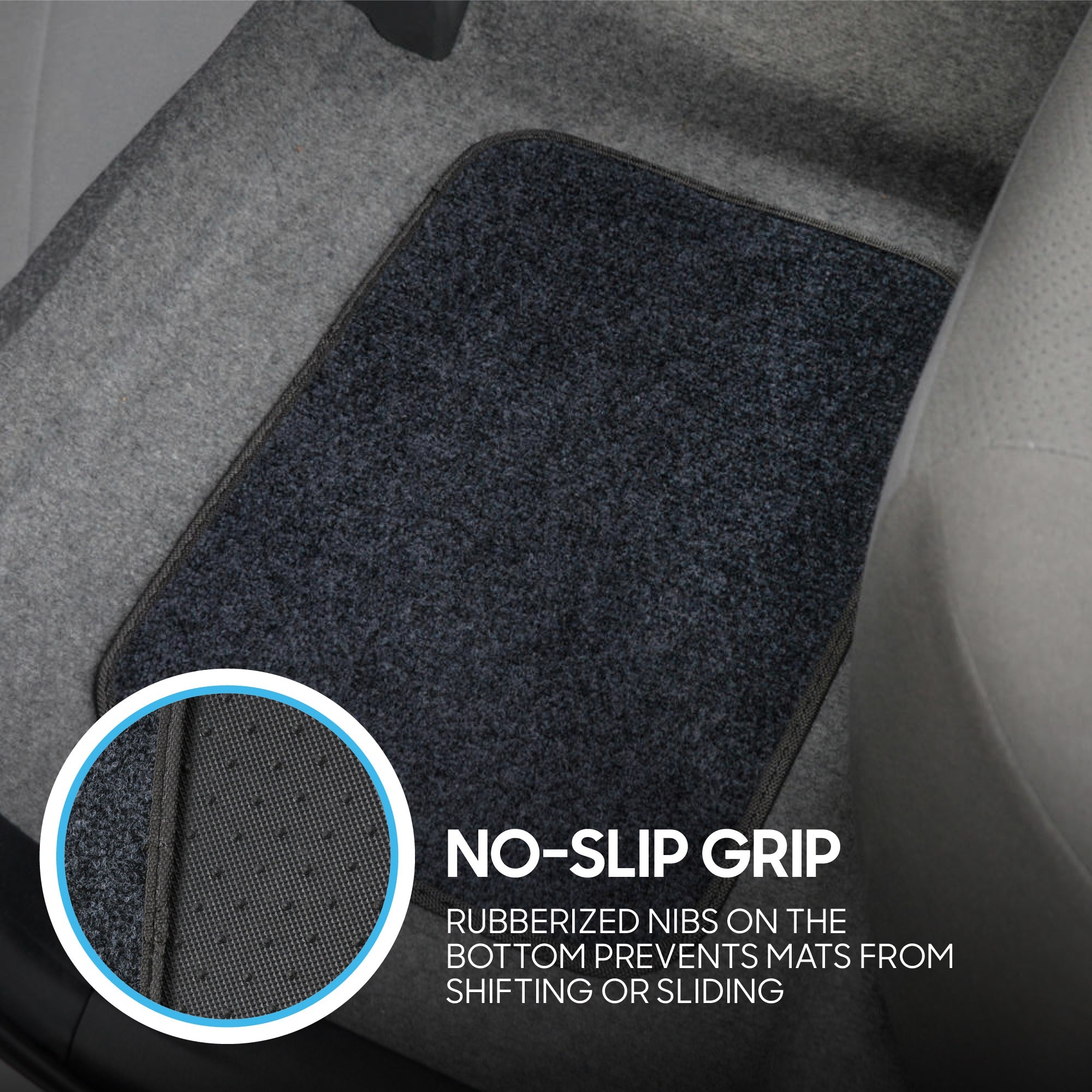 BDK 4-Piece Premium Carpet Non-Slip Heel Pad Front Floor Mats and Rear Floor Mats