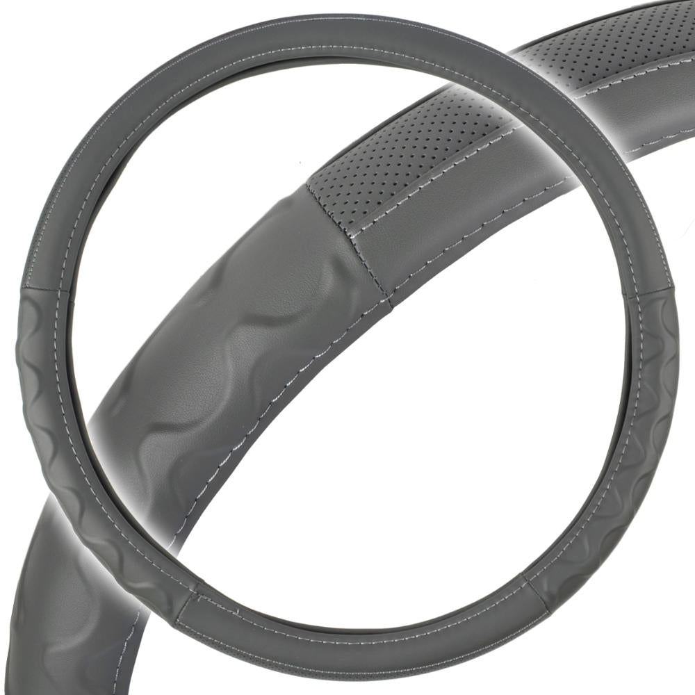 MotorTrend Faux Leather Steering Wheel Cover for Trucks, Semi-Trucks, RVs, Big Rigs, 18 Wheelers (Fits 18")