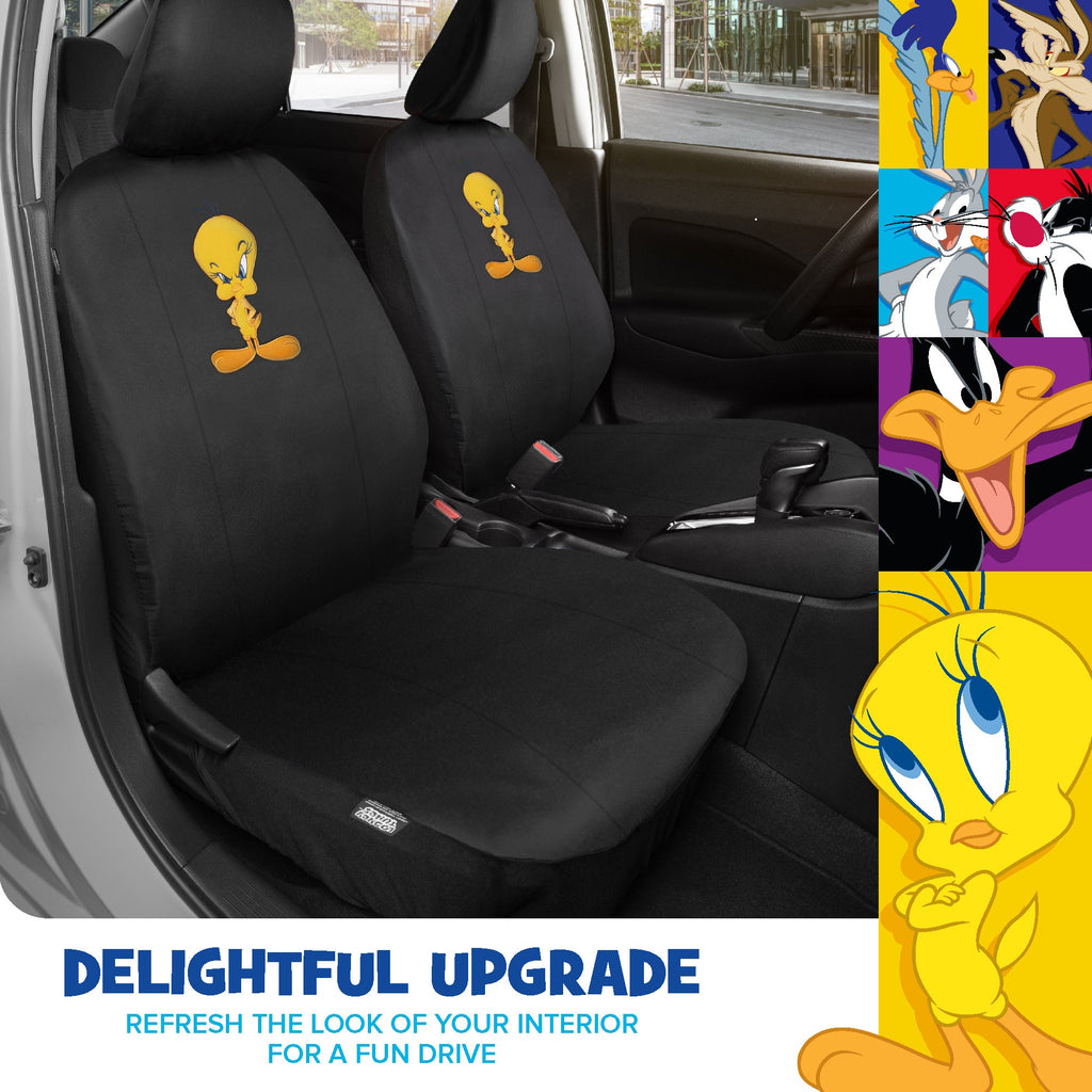 Warner Bros Looney Tunes 9-Piece Tweety Bird Front Seat Covers and Rear Seat Covers