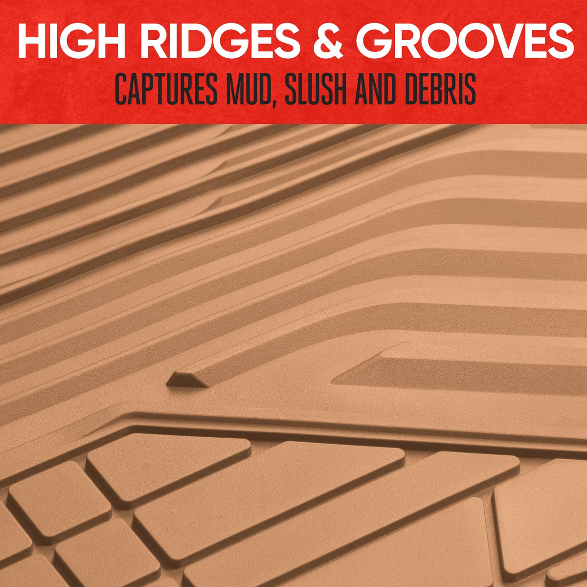 MotorTrend 3-Piece Raised Ridge Multi-Channel Front Floor Mats and Rear Floor Mat - Heavy Duty, All Weather, Trim to Fit