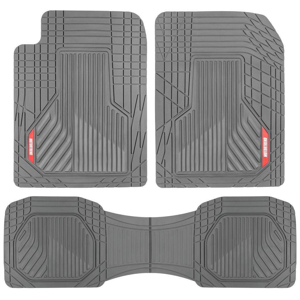 MotorTrend 3-Piece Raised Ridge Multi-Channel Front Floor Mats and Rear Floor Mat - Heavy Duty, All Weather, Trim to Fit