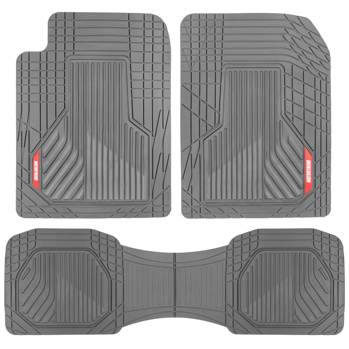 MotorTrend 3-Piece Raised Ridge Multi-Channel Front Floor Mats and Rear Floor Mat - Heavy Duty, All Weather, Trim to Fit