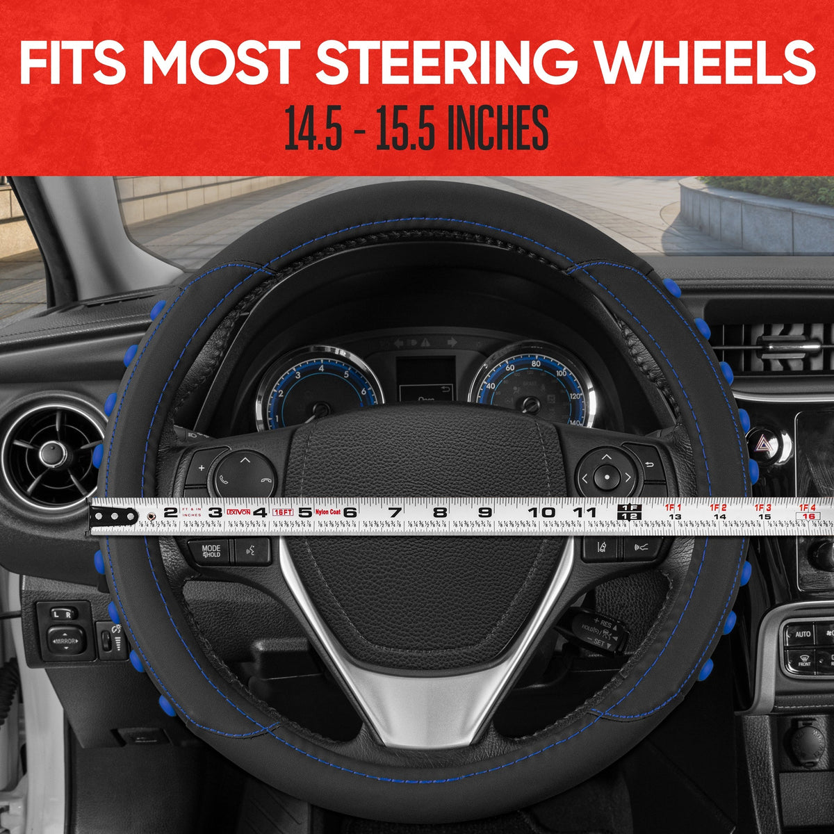 MotorTrend FlexGrip Steering Wheel Cover with Raised Bump Grips (Fits 14.5" - 15.5")