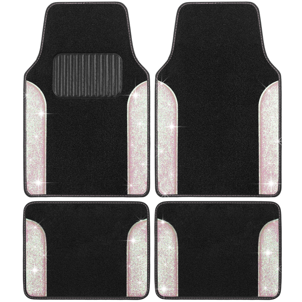 Carbella 4-Piece Sparkle Glitter Front Floor Mats and Rear Floor Mats