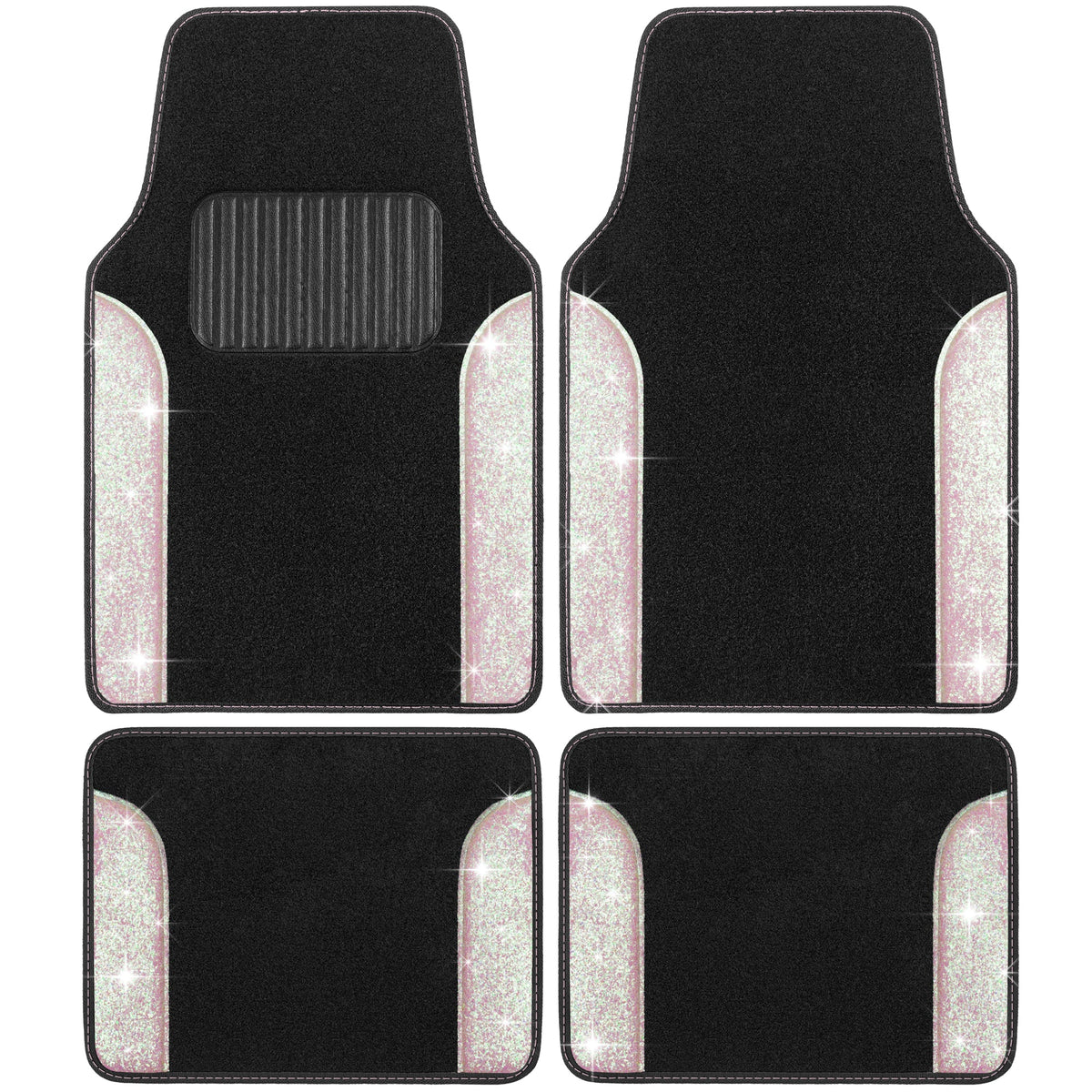 Carbella 4-Piece Sparkle Glitter Front Floor Mats and Rear Floor Mats