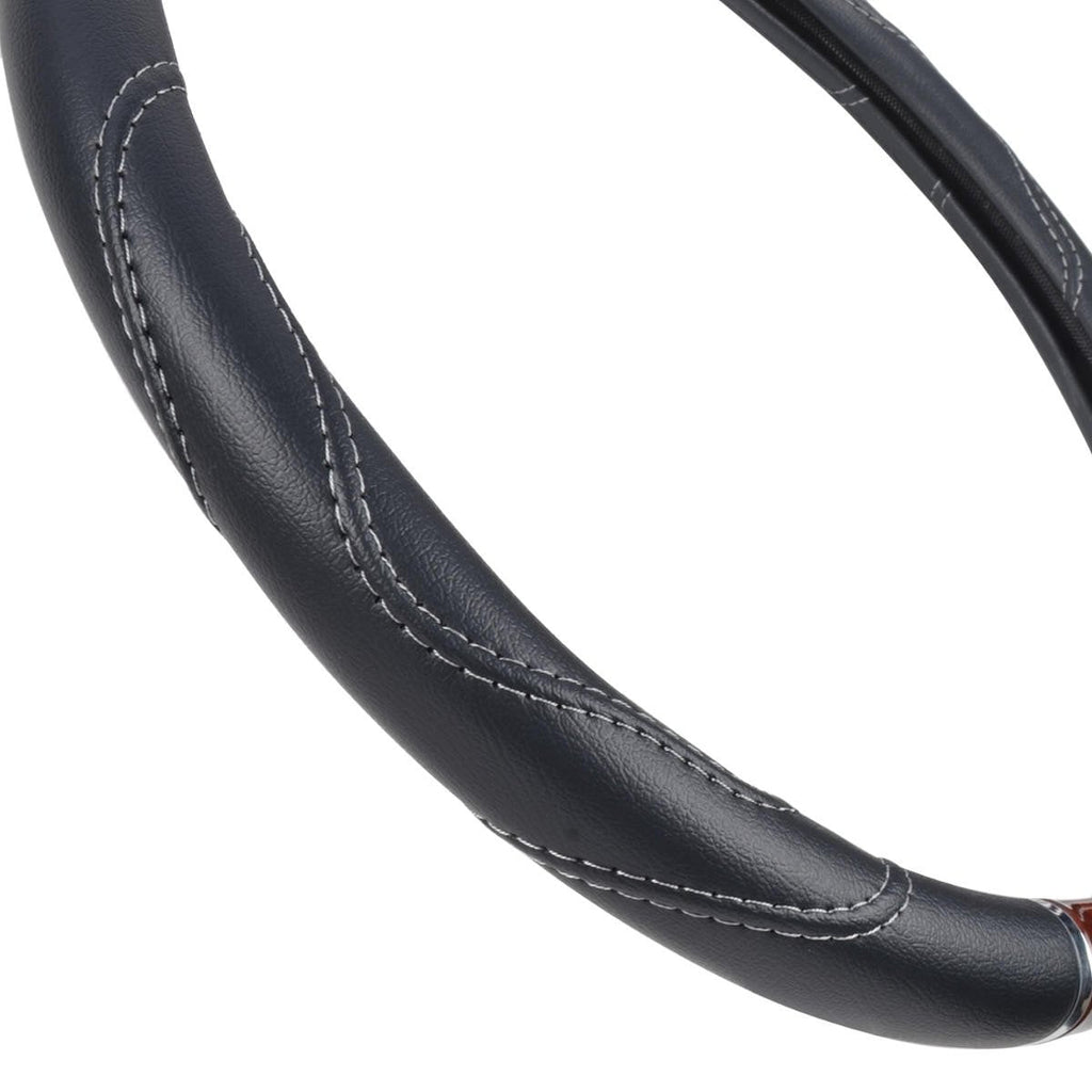 MotorTrend Wood Grain Soft Leather Grip Steering Wheel for Big Rigs, Trailers, Trucks (Fits 18")