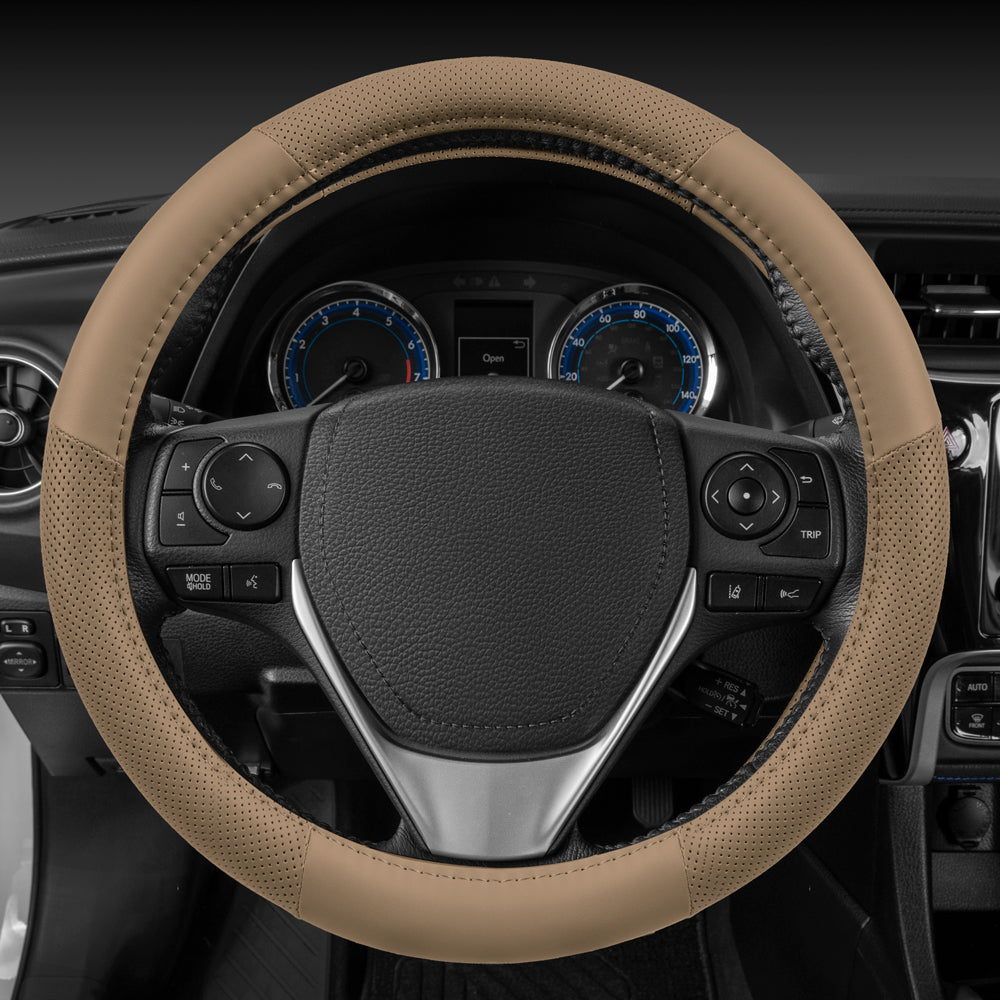 MotorTrend Soft Touch Perforated Microfiber Steering Wheel Cover (Fits 14.5" - 15.5")