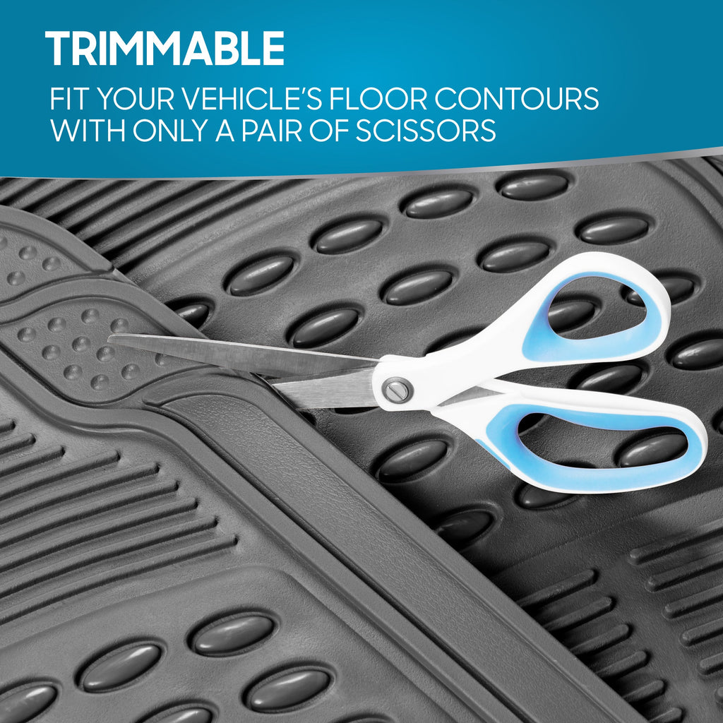 BDK 4-Piece Cushioned Grip Pad Front Floor Mats and Rear Floor Mats - Heavy Duty, All Weather, Trim to Fit
