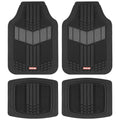 MotorTrend 4-Piece DualFlex Deep Drainage Channels Front Floor Mats and Rear Front Floor Mats - Heavy Duty, All Weather, Trim to Fit - Gray