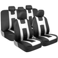BDK 9-Piece Rome Sport Front Seat Covers and Rear Seat Covers - Black/White
