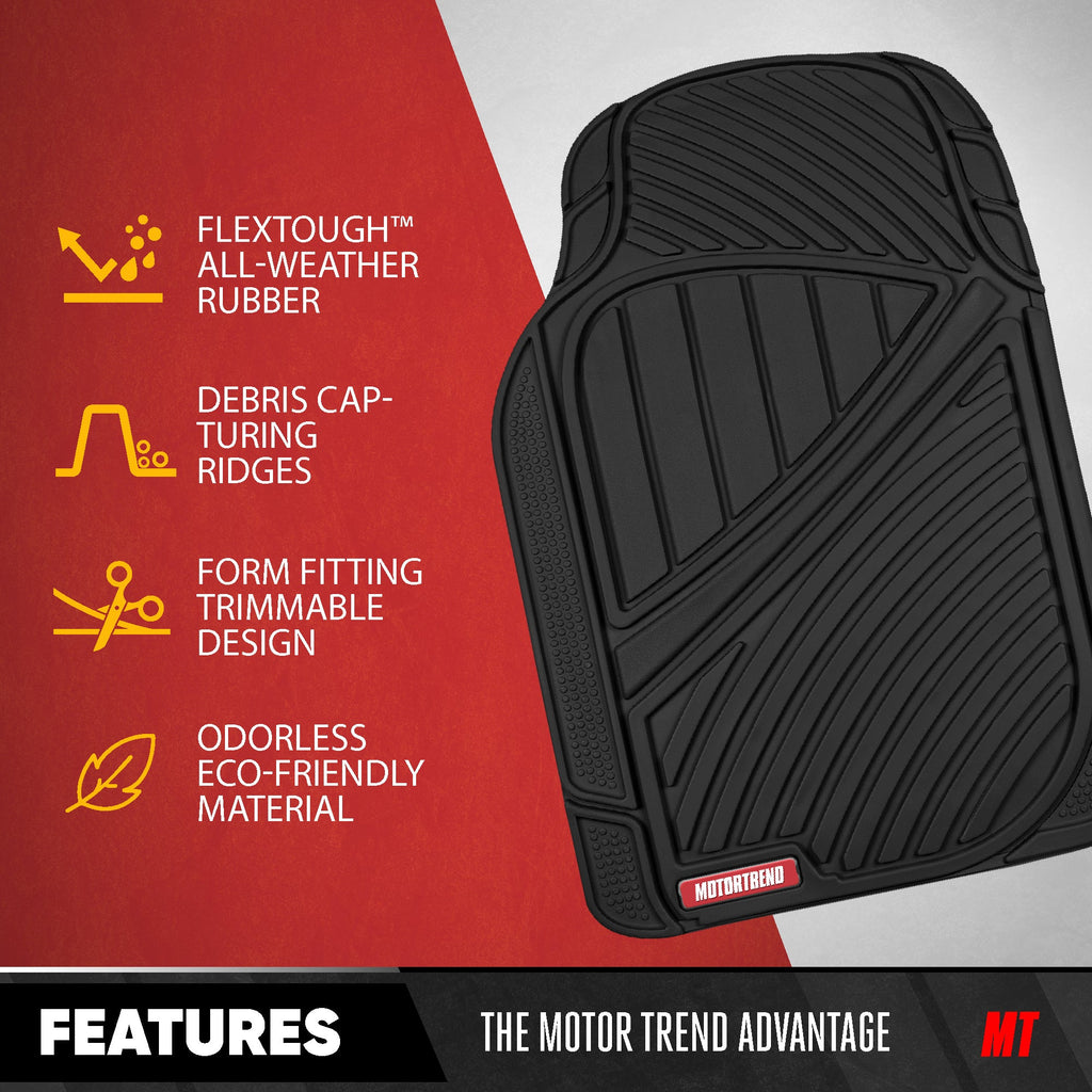 MotorTrend 4-Piece 3-Rows Extra-High Ridgeline Front Floor Mats, Middle Floor Mat, and Rear Floor Mat
