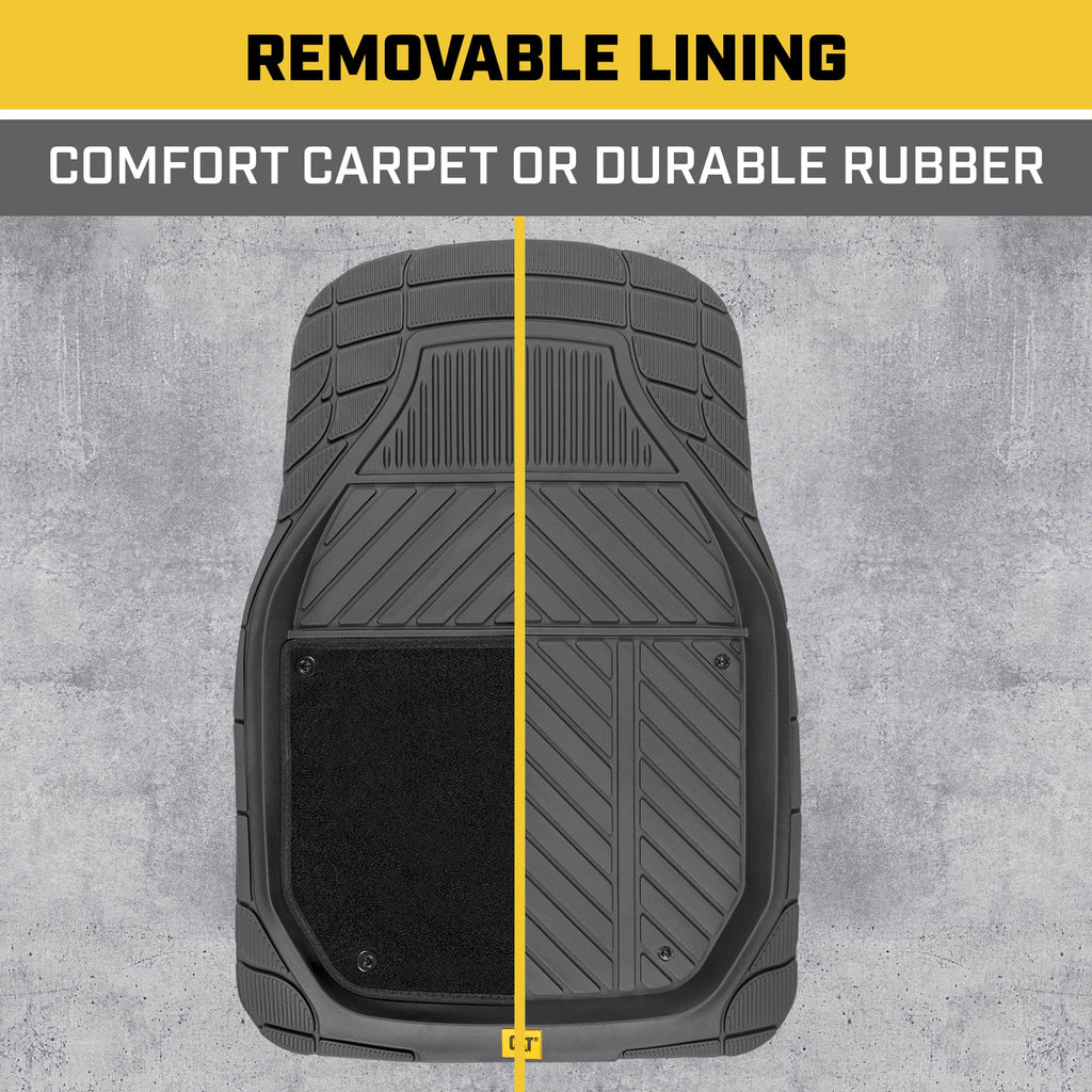 CAT 4-Piece Detachable Carpet Deep Dish Front Floor Mats and Rear Floor Mats - Heavy Duty, All Weather, Trim to Fit