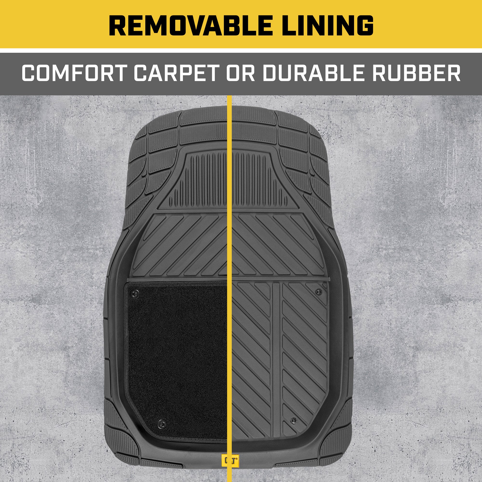 CAT 4-Piece Detachable Carpet Deep Dish Front Floor Mats and Rear Floor Mats - Heavy Duty, All Weather, Trim to Fit