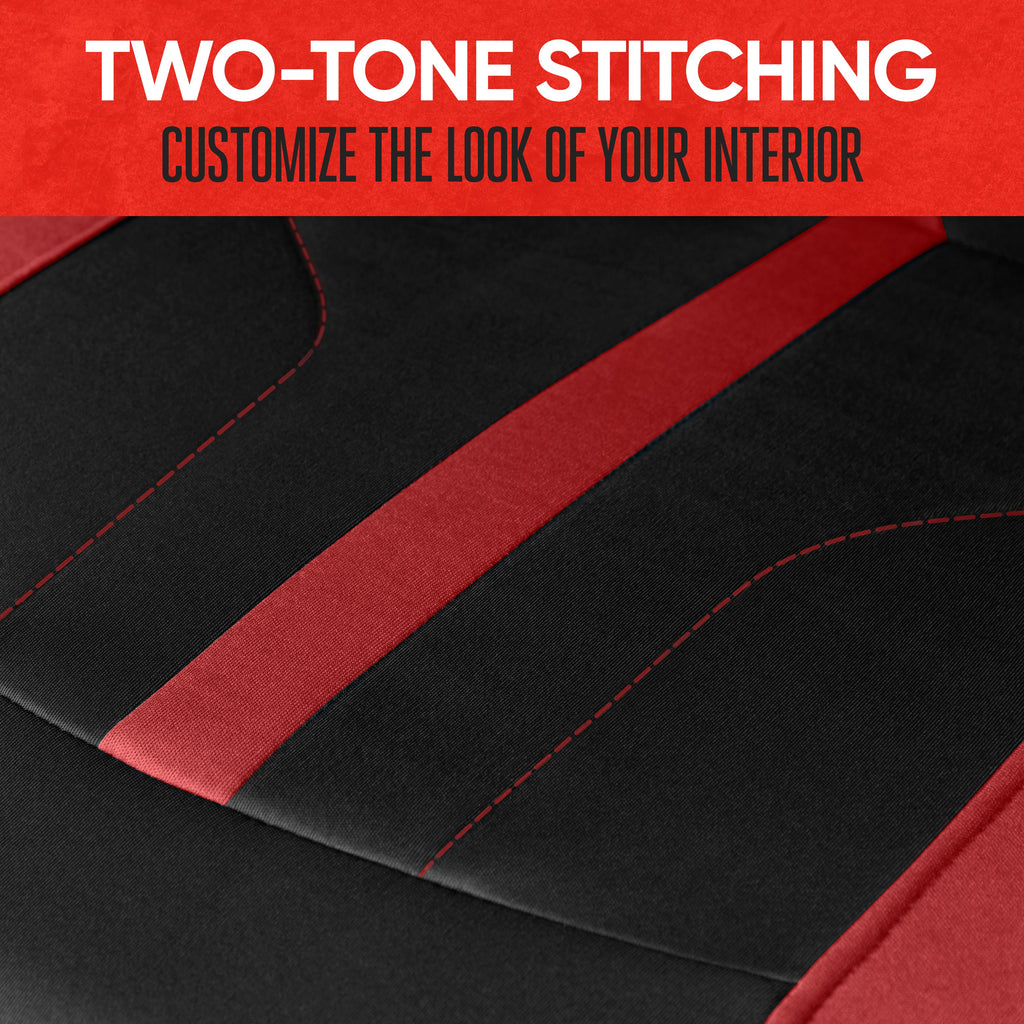 Motor Trend Red Cloth Car Seat Covers for Front Seats - Premium Automotive Bucket Seat Covers, Made for Vehicles with Removable Headrests, Interior Covers for Car Truck Van SUV