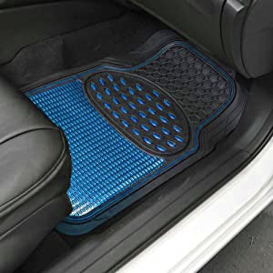 BDK 4-Piece Centered Cushioned Grip Pad Front Floors Mats and Rear Floor Mats - Heavy Duty, All Weather, Trim to Fit