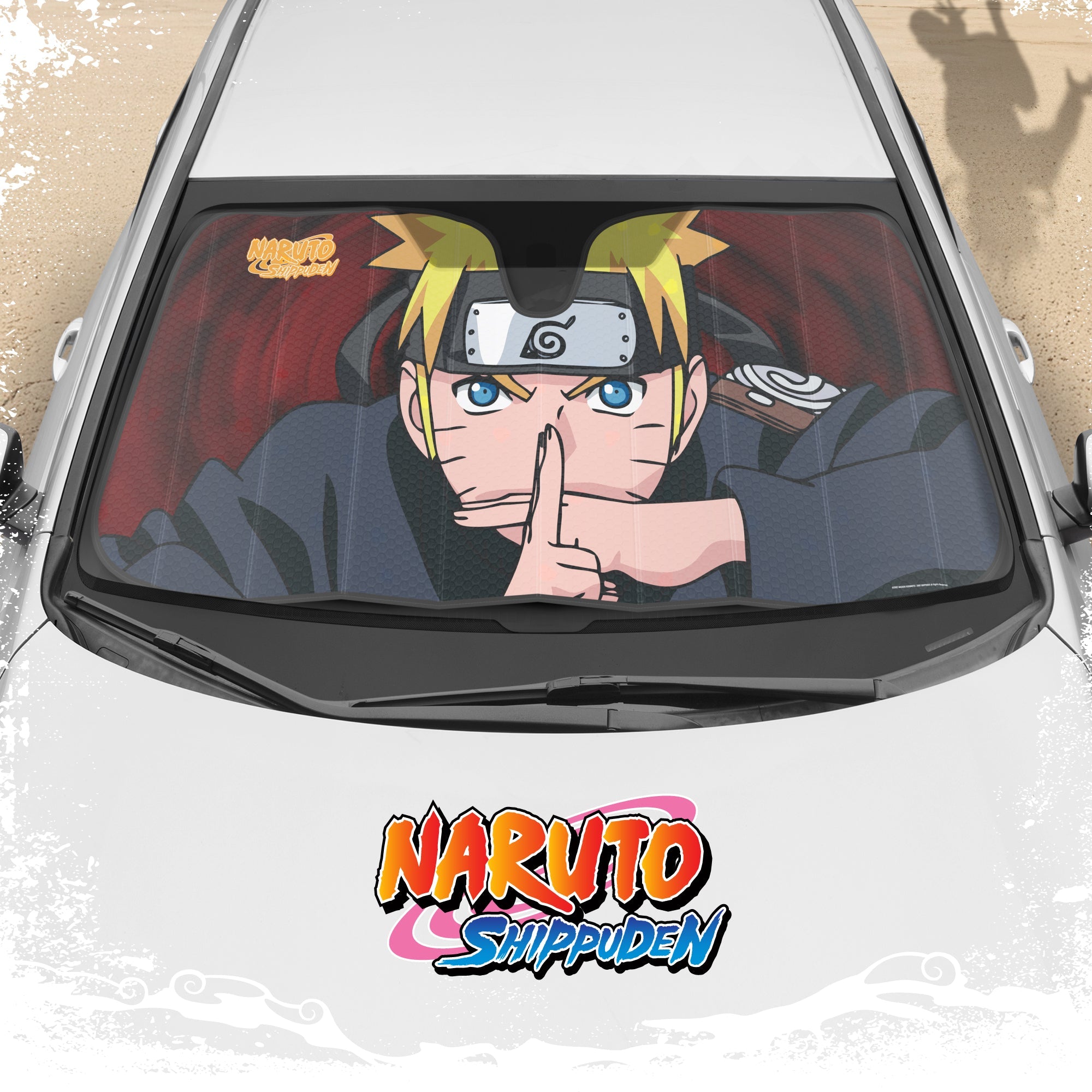 Naruto Shippuden Officially Licensed Windshield Sun Shade - Car Sun Shade Fits Most Autos, Trucks, SUV, & Van - Akatsuki Naruto Merch & Anime Accessories for Cars - Sunshade Car Windshield - 57" x 27"